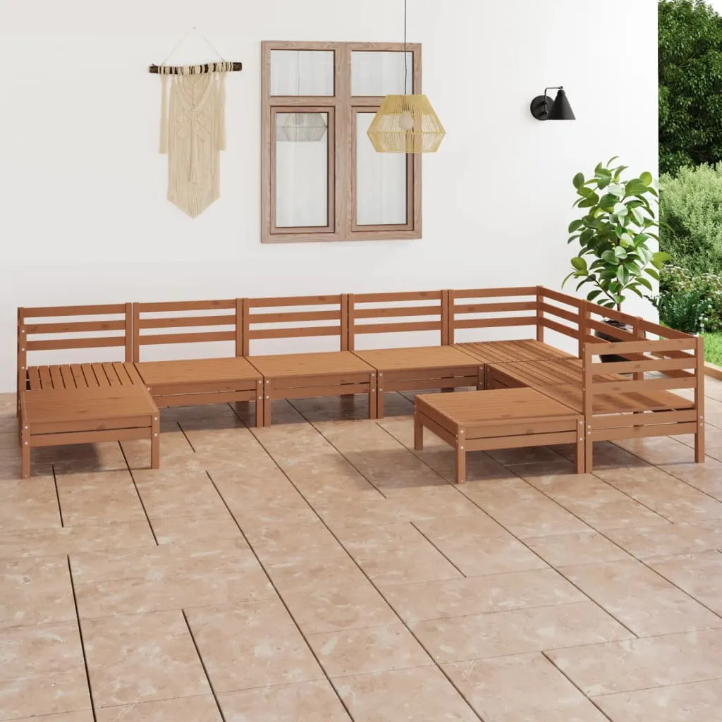 vidaXL Set Salotto da Giardino 9 pz in Legno Massello di Pino Miele