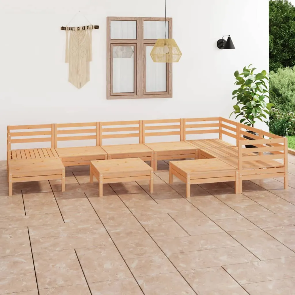 vidaXL Set Salotto da Giardino 10 pz in Legno Massello di Pino