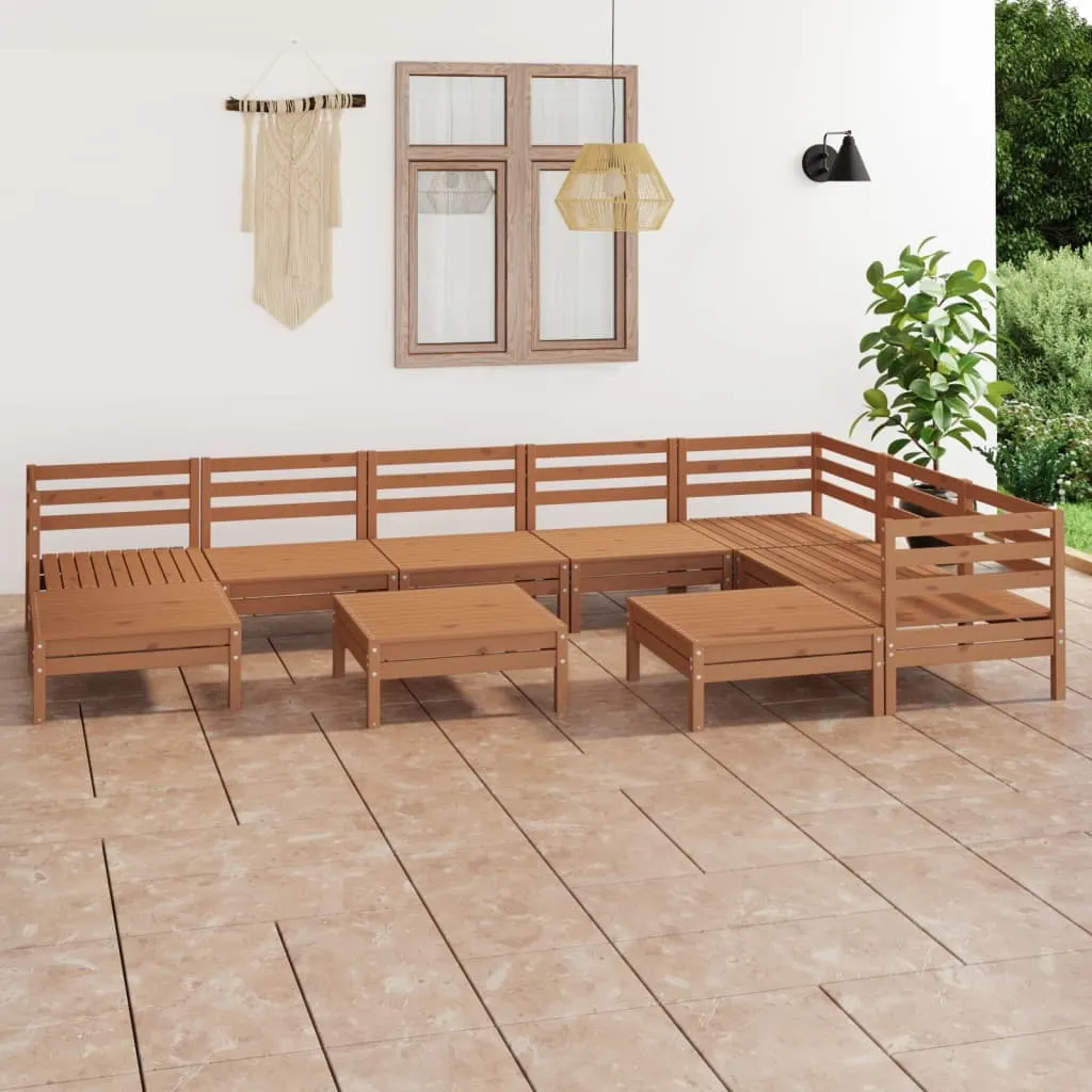 vidaXL Set Salotto da Giardino 10 pz in Legno Massello di Pino Miele