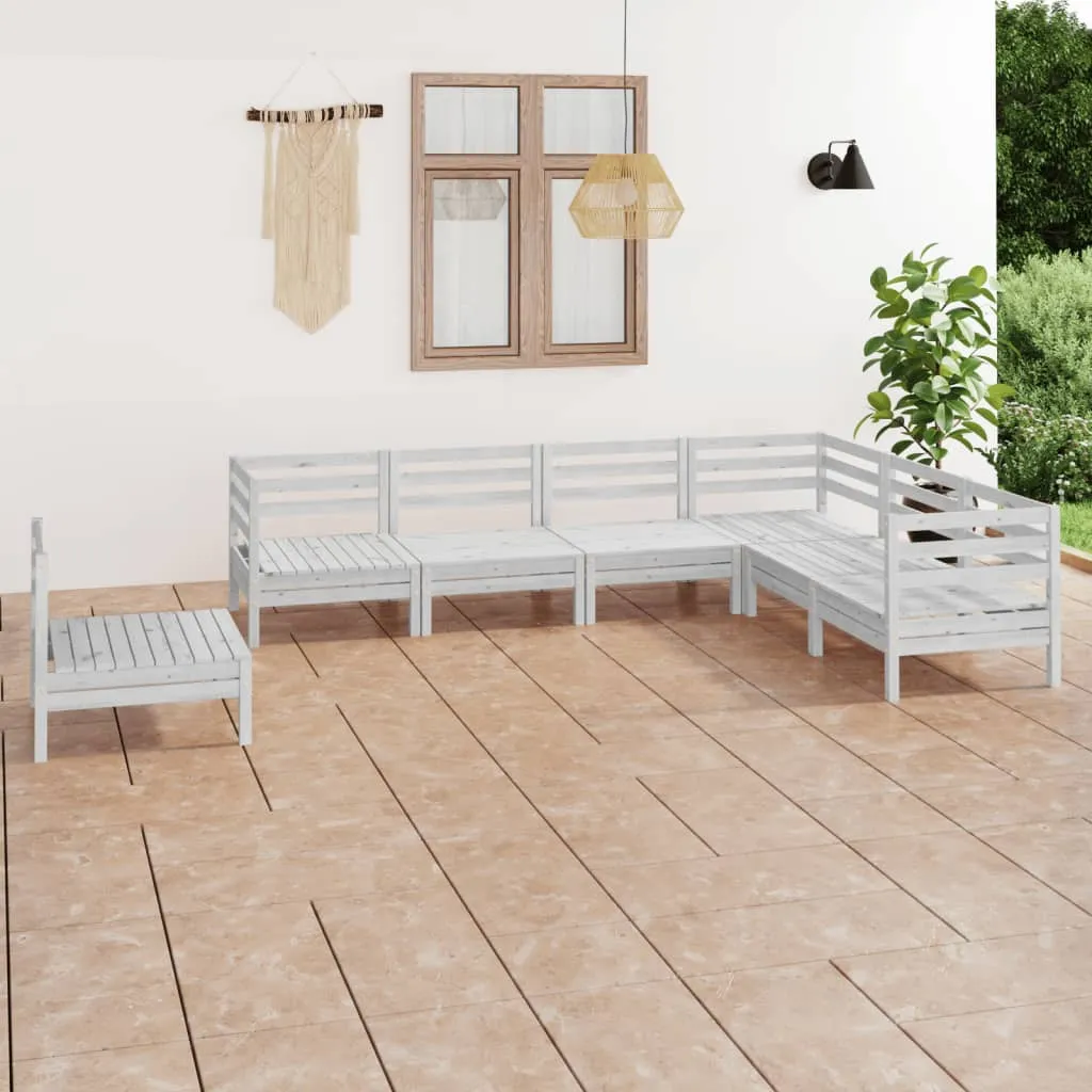 vidaXL Set Salotto da Giardino 7 pz in Legno Massello di Pino Bianco