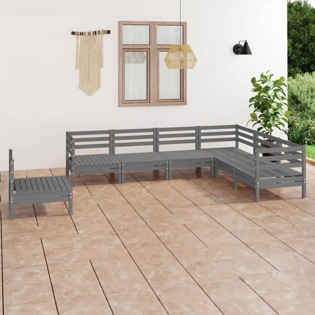 vidaXL Set Salotto da Giardino 7 pz in Legno Massello di Pino Grigio