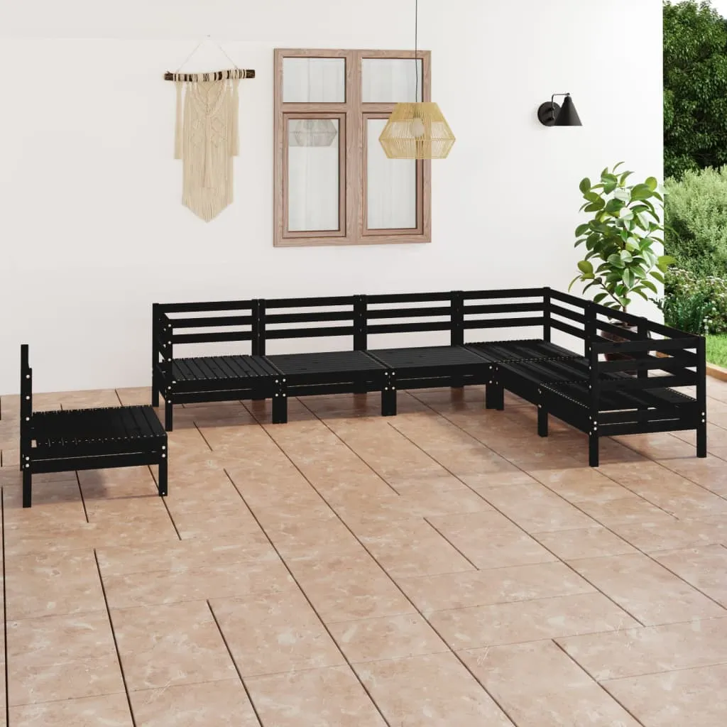 vidaXL Set Salotto da Giardino 7 pz in Legno Massello di Pino Nero