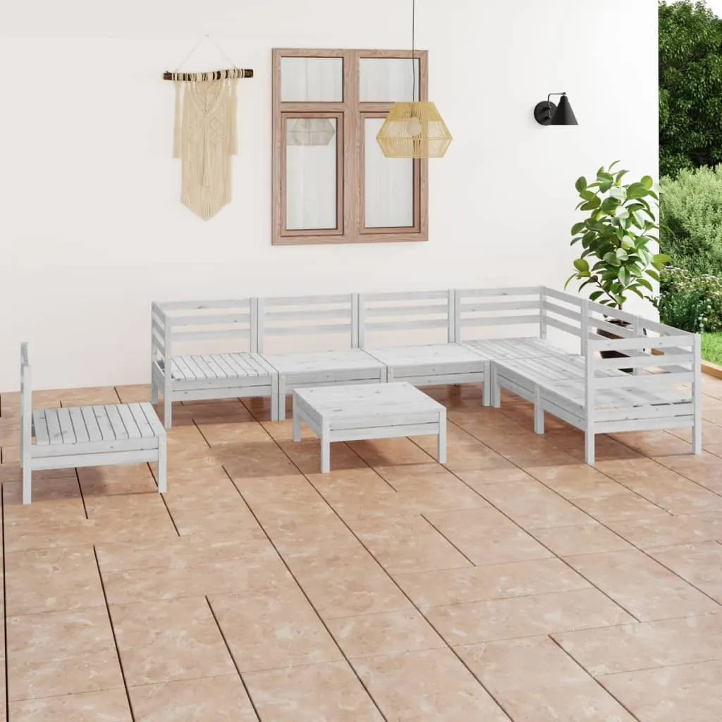 vidaXL Set Salotto da Giardino 8 pz in Legno Massello di Pino Bianco