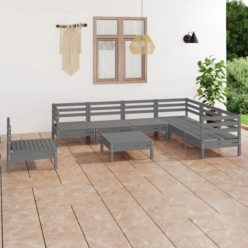 vidaXL Set Salotto da Giardino 8 pz in Legno Massello di Pino Grigio