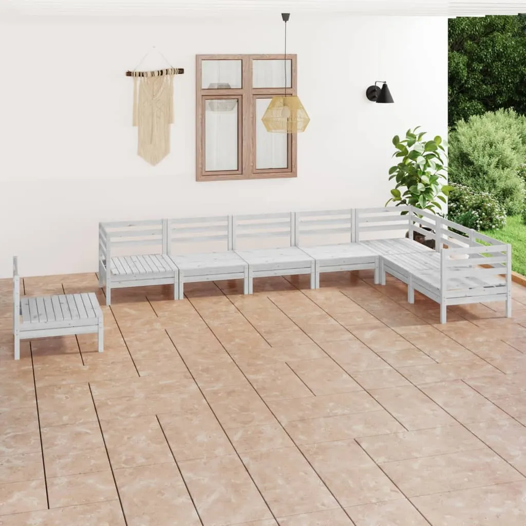 vidaXL Set Salotto da Giardino 8 pz in Legno Massello di Pino Bianco