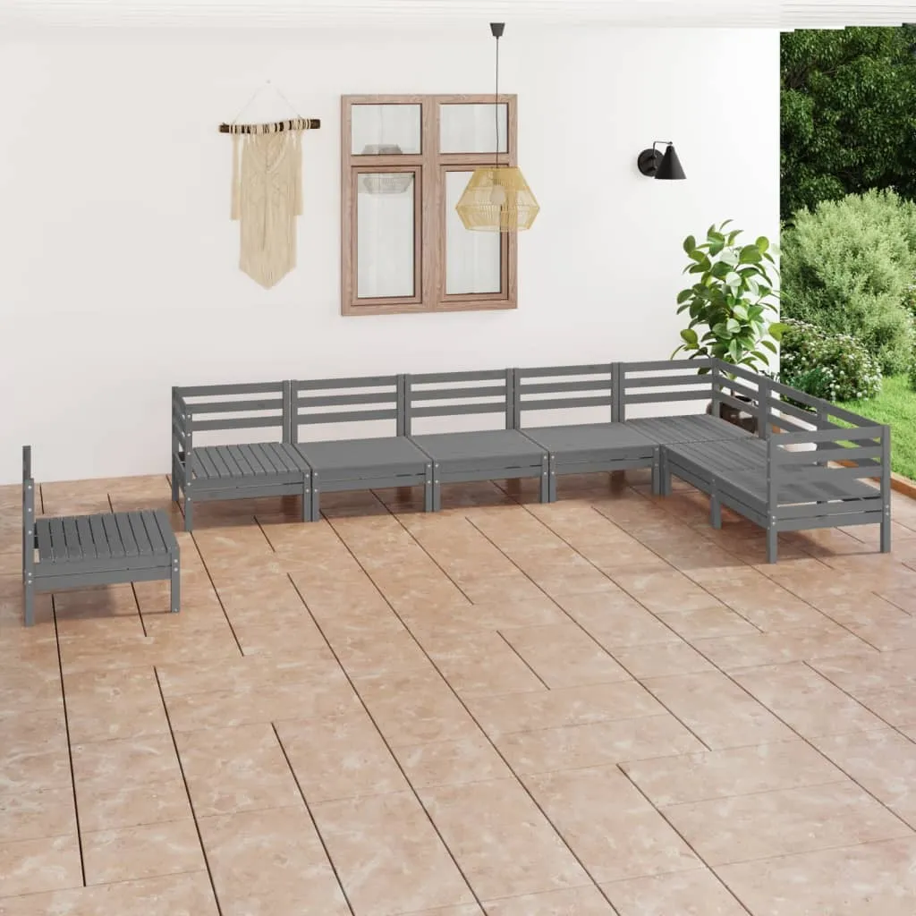 vidaXL Set Salotto da Giardino 8 pz in Legno Massello di Pino Grigio