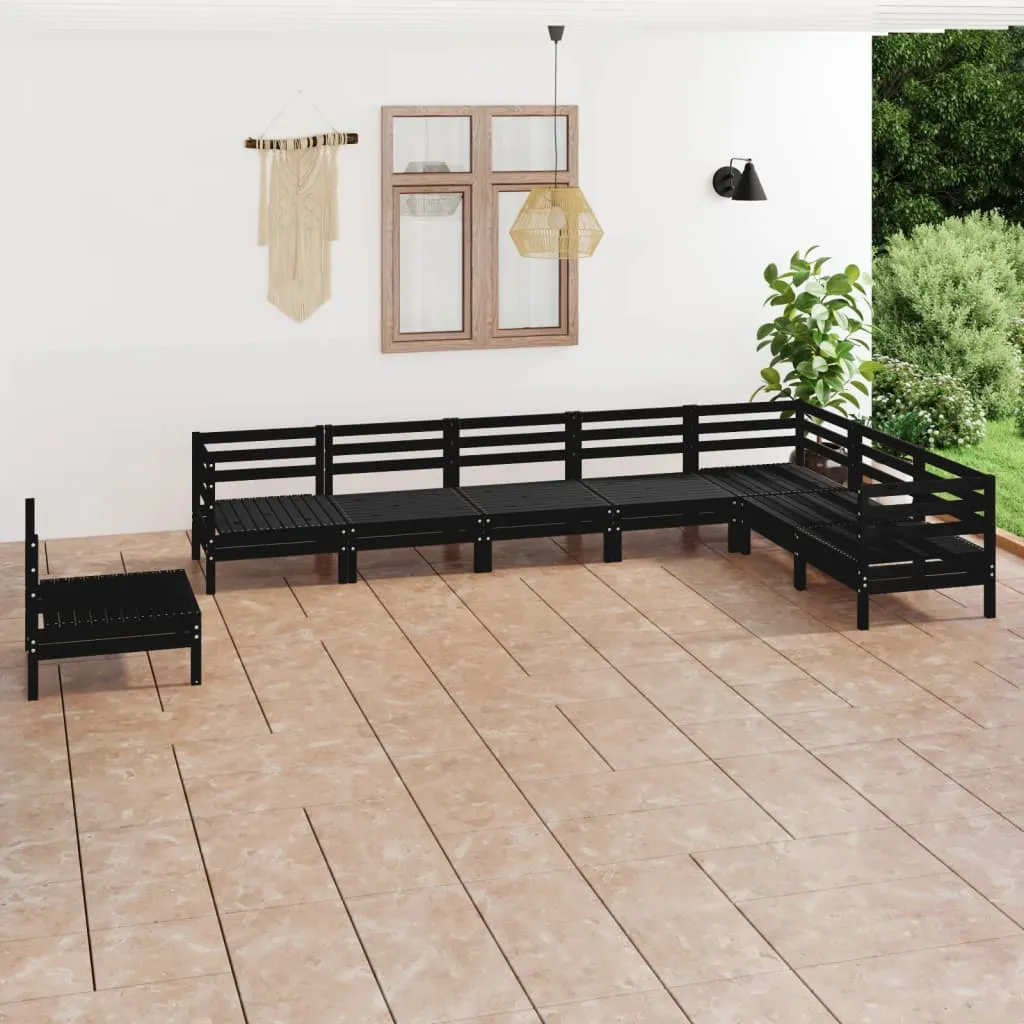 vidaXL Set Salotto da Giardino 6 pz in Legno Massello di Pino Nero