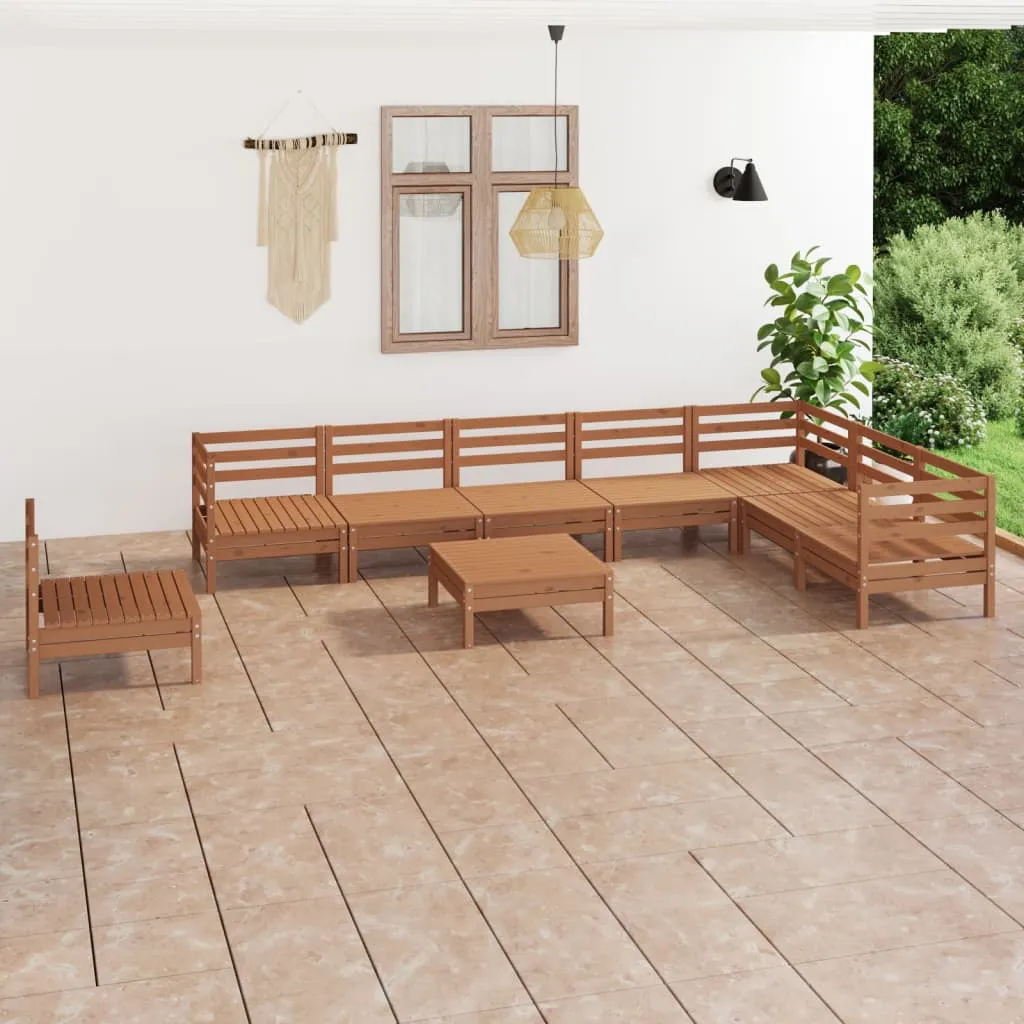 vidaXL Set Salotto da Giardino 9 pz in Legno Massello di Pino Miele