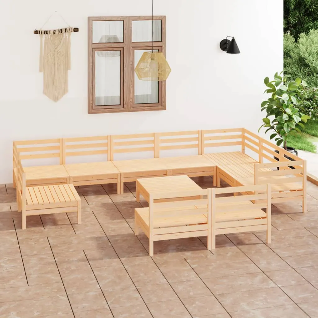 vidaXL Set Salotto da Giardino 11 pz in Legno Massello di Pino