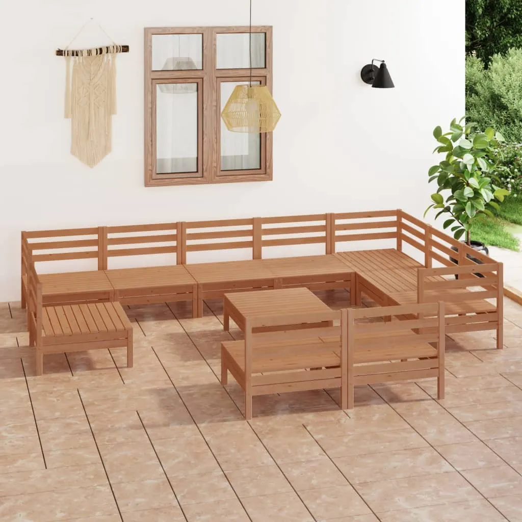 vidaXL Set Salotto da Giardino 11 pz in Legno Massello di Pino Miele