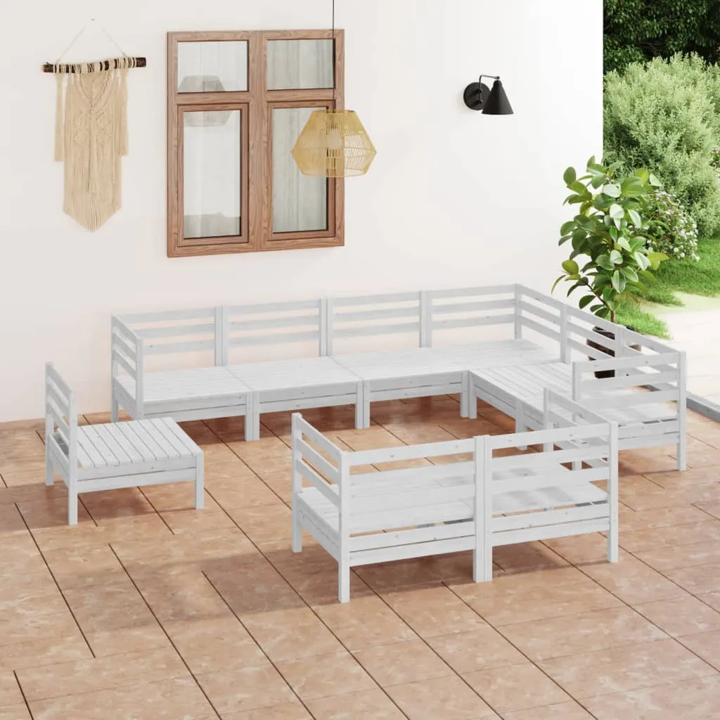 vidaXL Set Salotto da Giardino 9 pz in Legno Massello di Pino Bianco