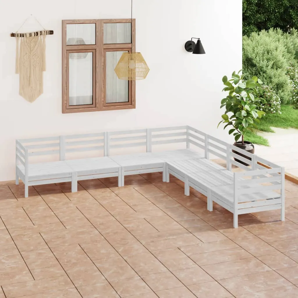 vidaXL Set Salotto da Giardino 7 pz in Legno Massello di Pino Bianco