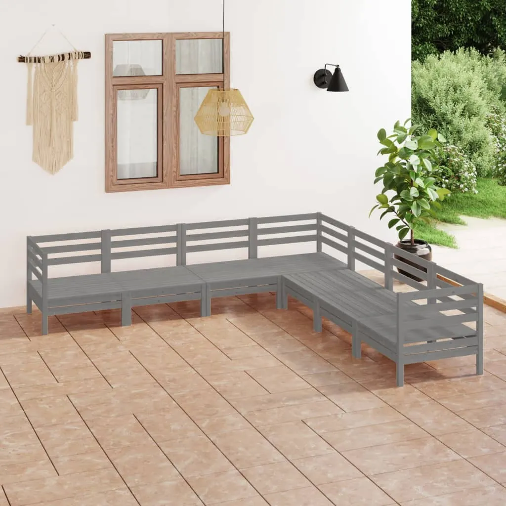 vidaXL Set Salotto da Giardino 7 pz in Legno Massello di Pino Grigio