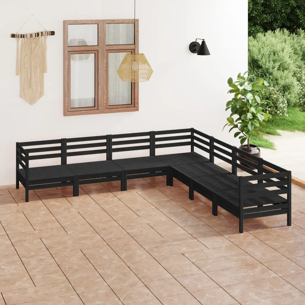 vidaXL Set Salotto da Giardino 7 pz in Legno Massello di Pino Nero