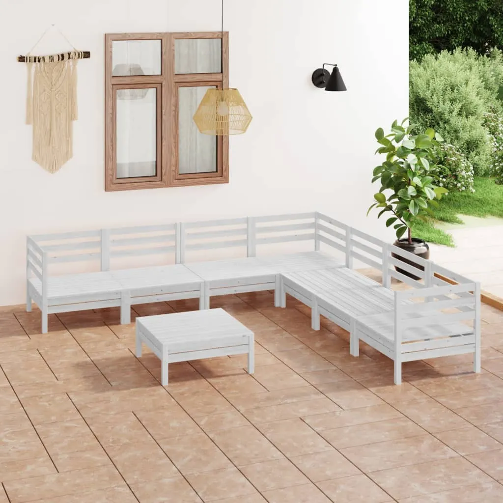 vidaXL Set Salotto da Giardino 8 pz in Legno Massello di Pino Bianco