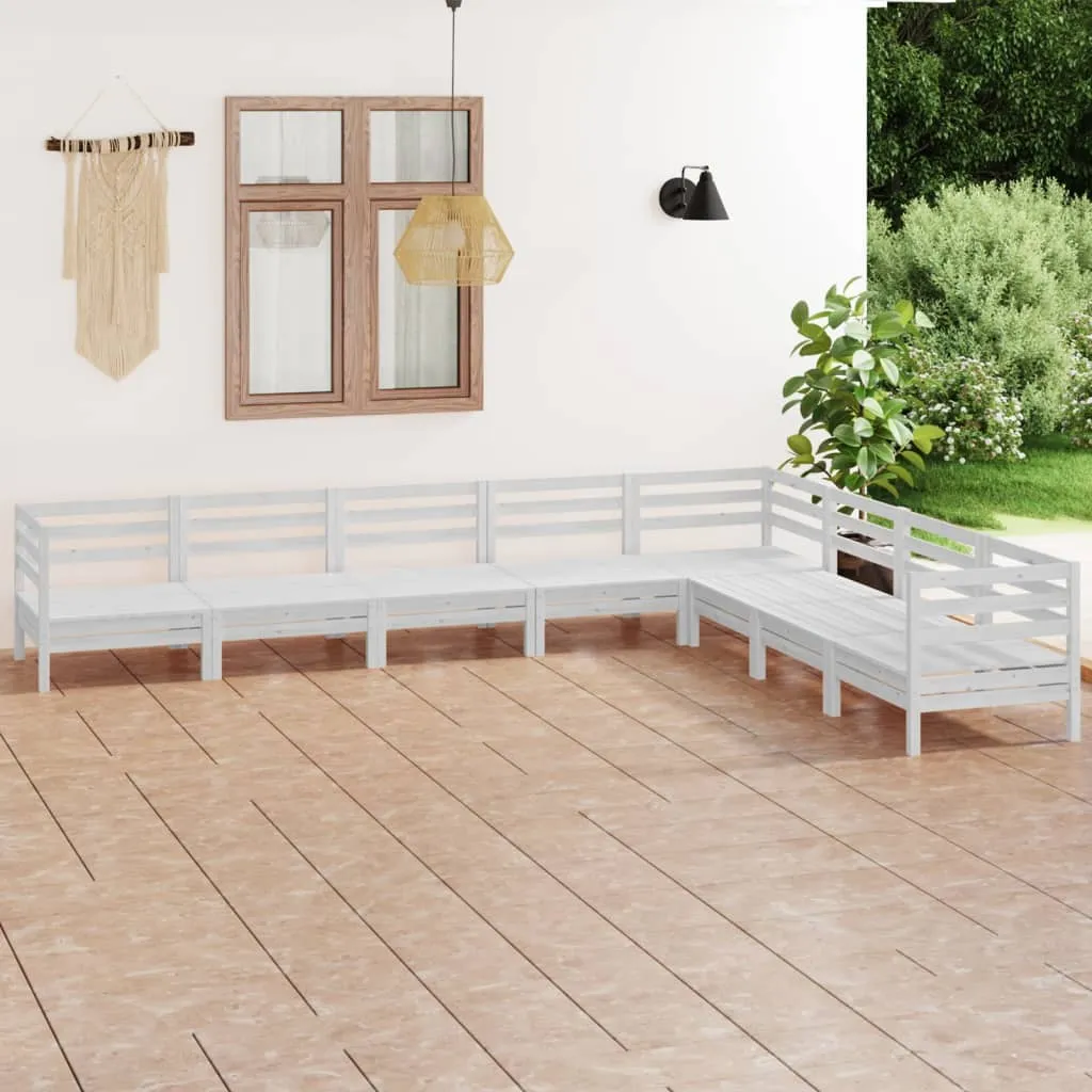 vidaXL Set Salotto da Giardino 8 pz in Legno Massello di Pino Bianco