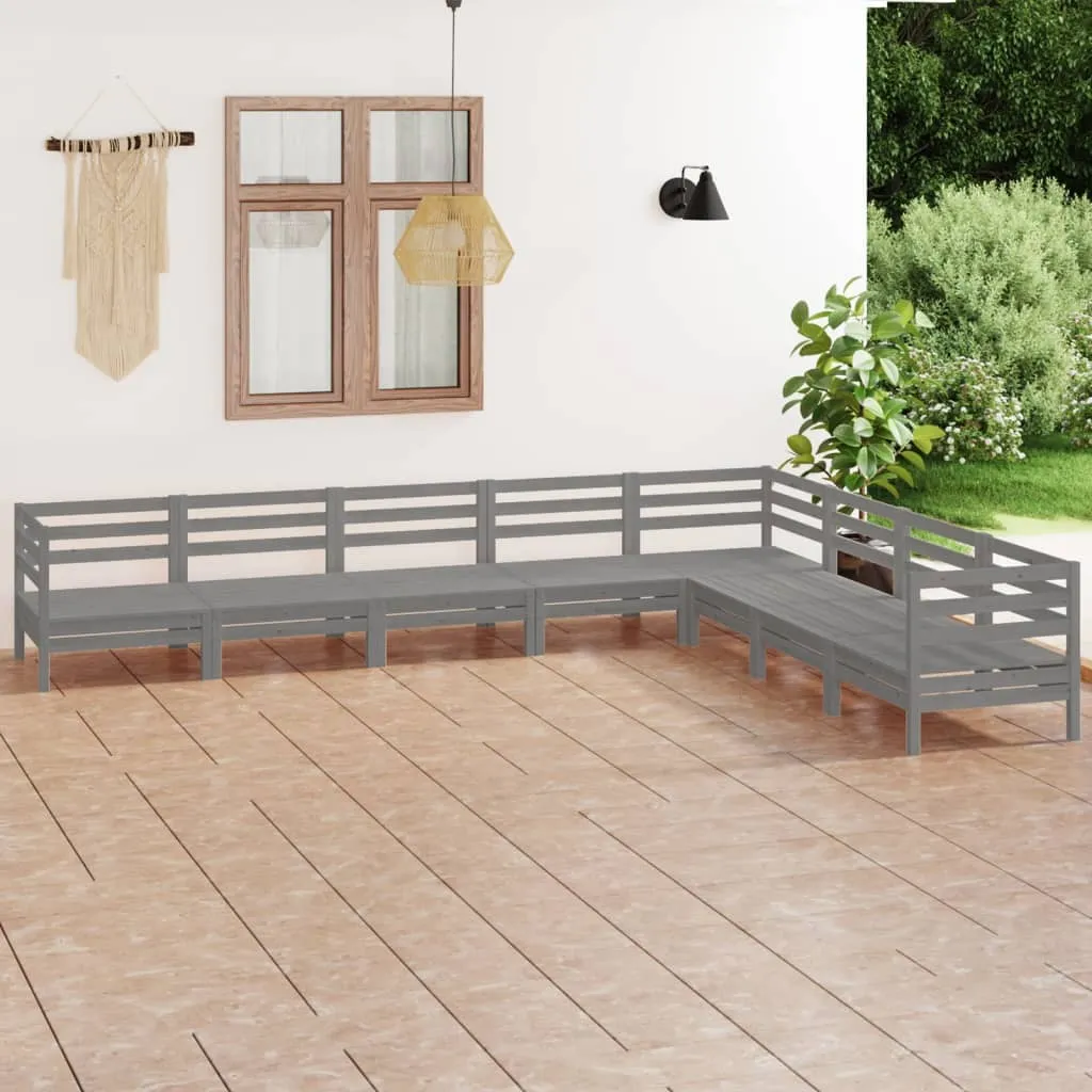 vidaXL Set Salotto da Giardino 8 pz in Legno Massello di Pino Grigio