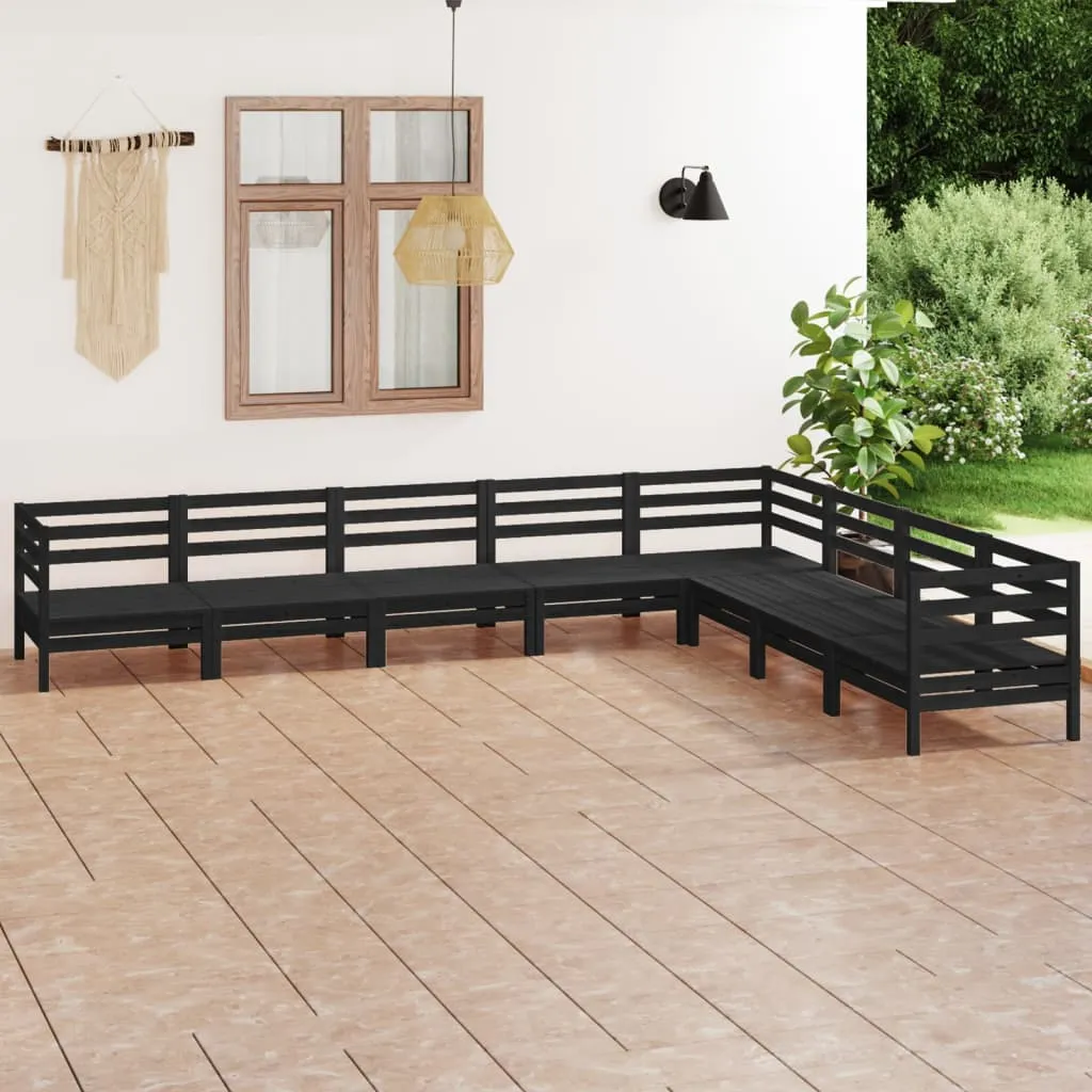 vidaXL Set Salotto da Giardino 8 pz in Legno Massello di Pino Nero