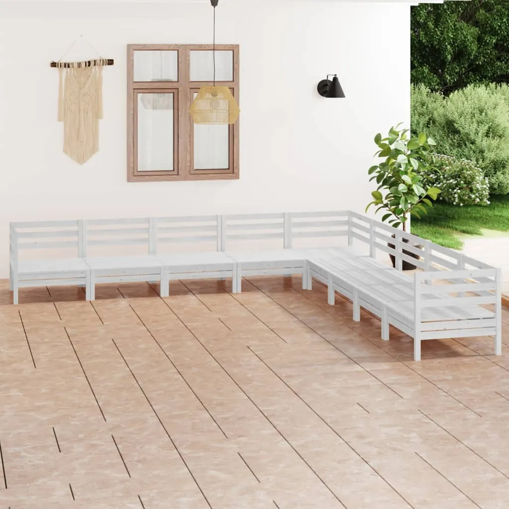 vidaXL Set Salotto da Giardino 9 pz in Legno Massello di Pino Bianco