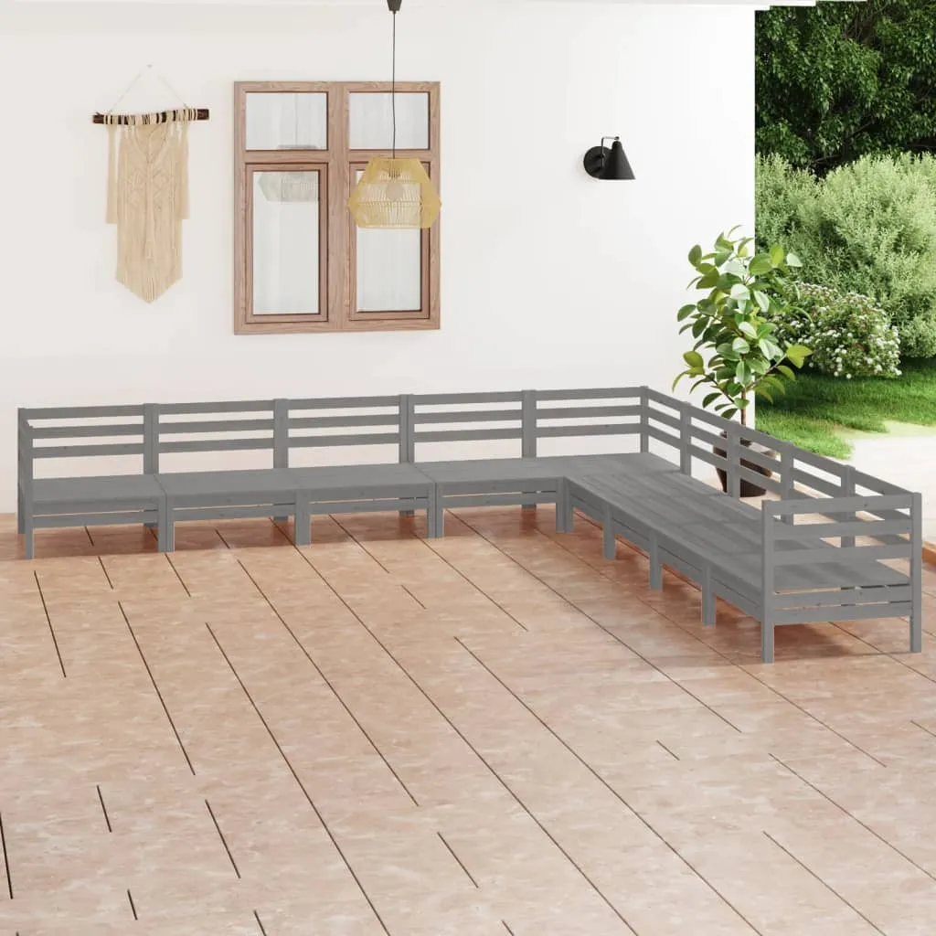 vidaXL Set Salotto da Giardino 9 pz in Legno Massello di Pino Grigio