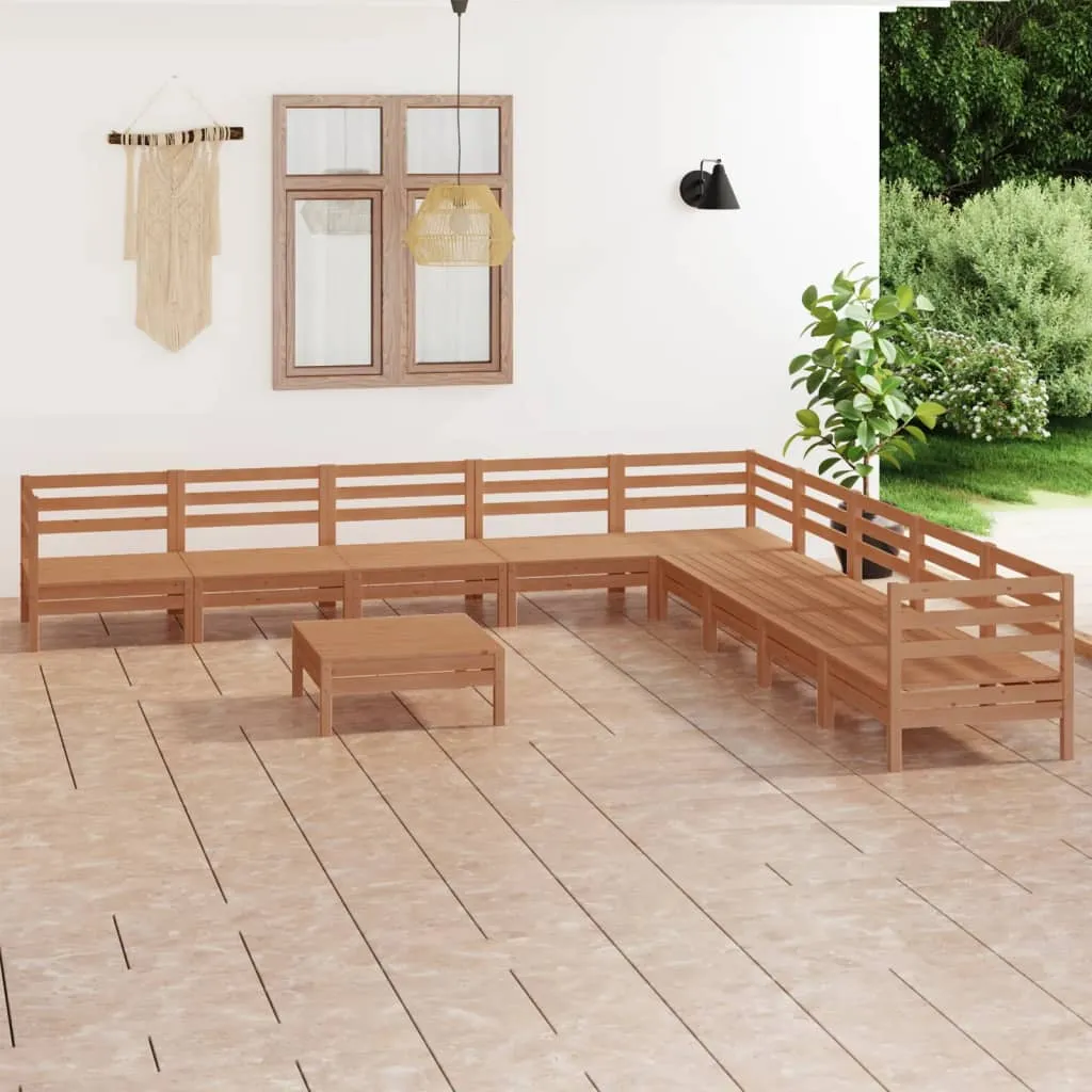 vidaXL Set Salotto da Giardino 10 pz in Legno Massello di Pino Miele