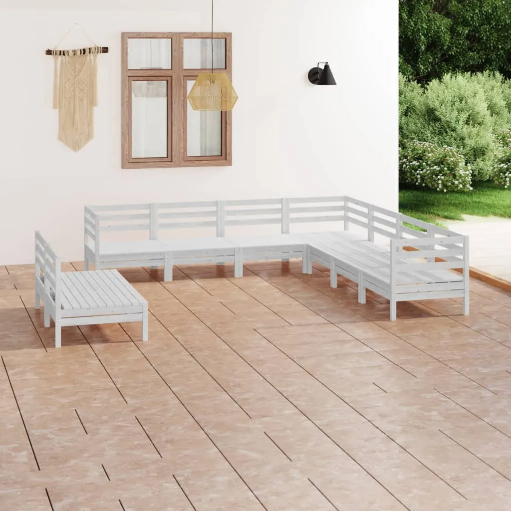 vidaXL Set Salotto da Giardino 9 pz in Legno Massello di Pino Bianco