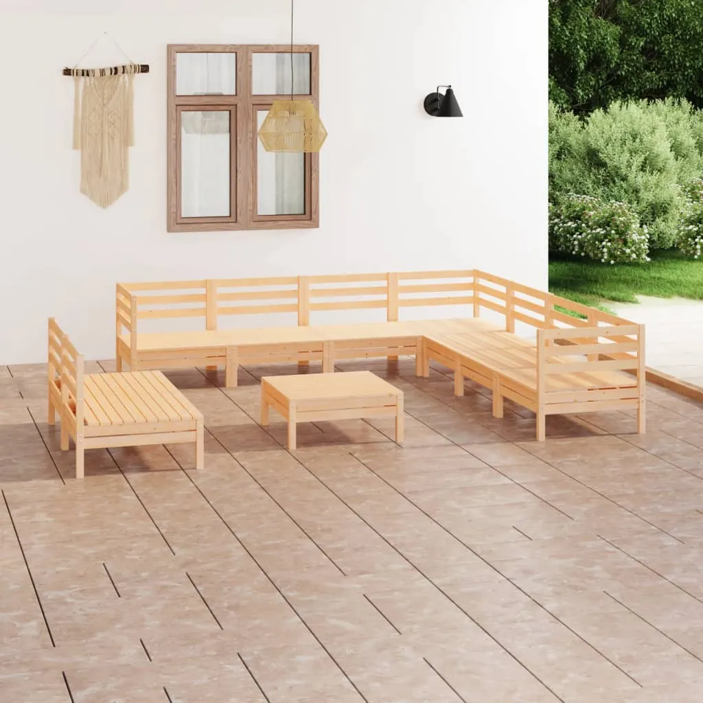 vidaXL Set Salotto da Giardino 10 pz in Legno Massello di Pino