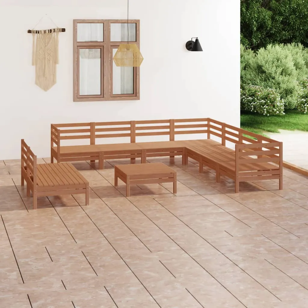 vidaXL Set Salotto da Giardino 10 pz in Legno Massello di Pino Miele