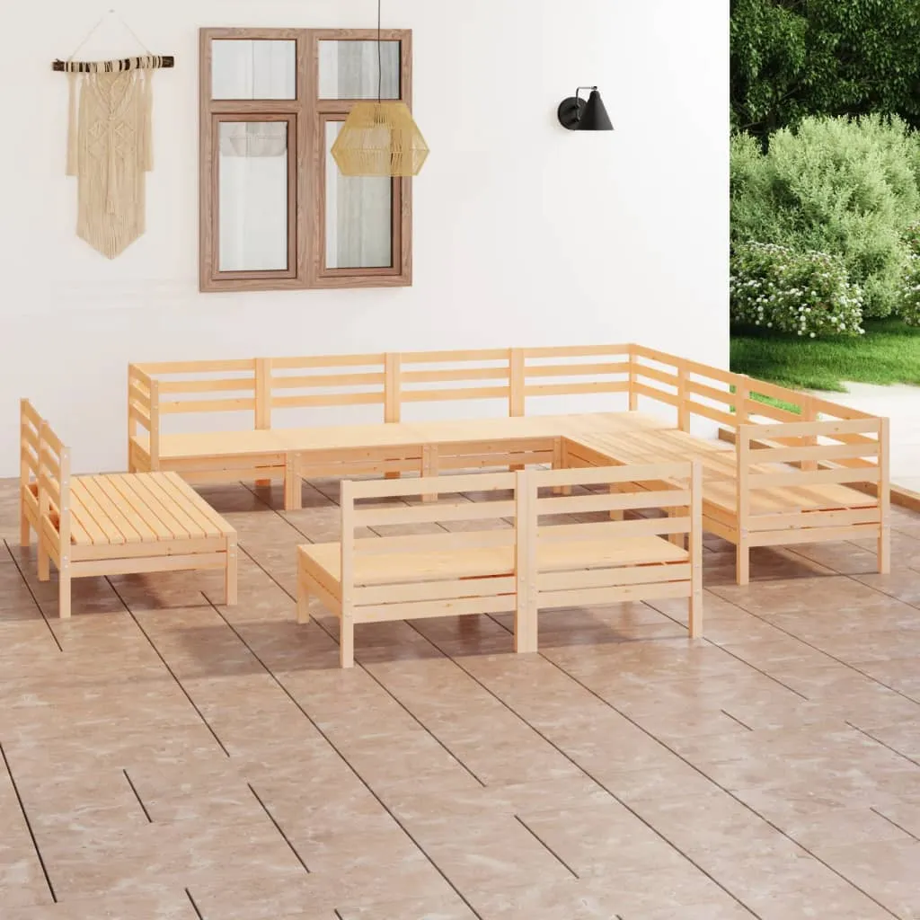 vidaXL Set Salotto da Giardino 11 pz in Legno Massello di Pino