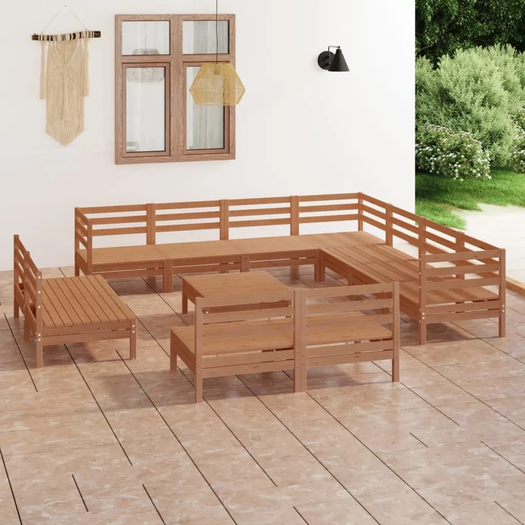 vidaXL Set Salotto da Giardino 12 pz in Legno Massello di Pino Miele