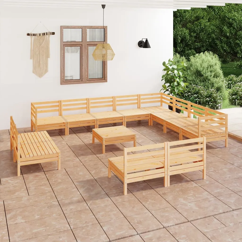 vidaXL Set Salotto da Giardino 13 pz in Legno Massello di Pino