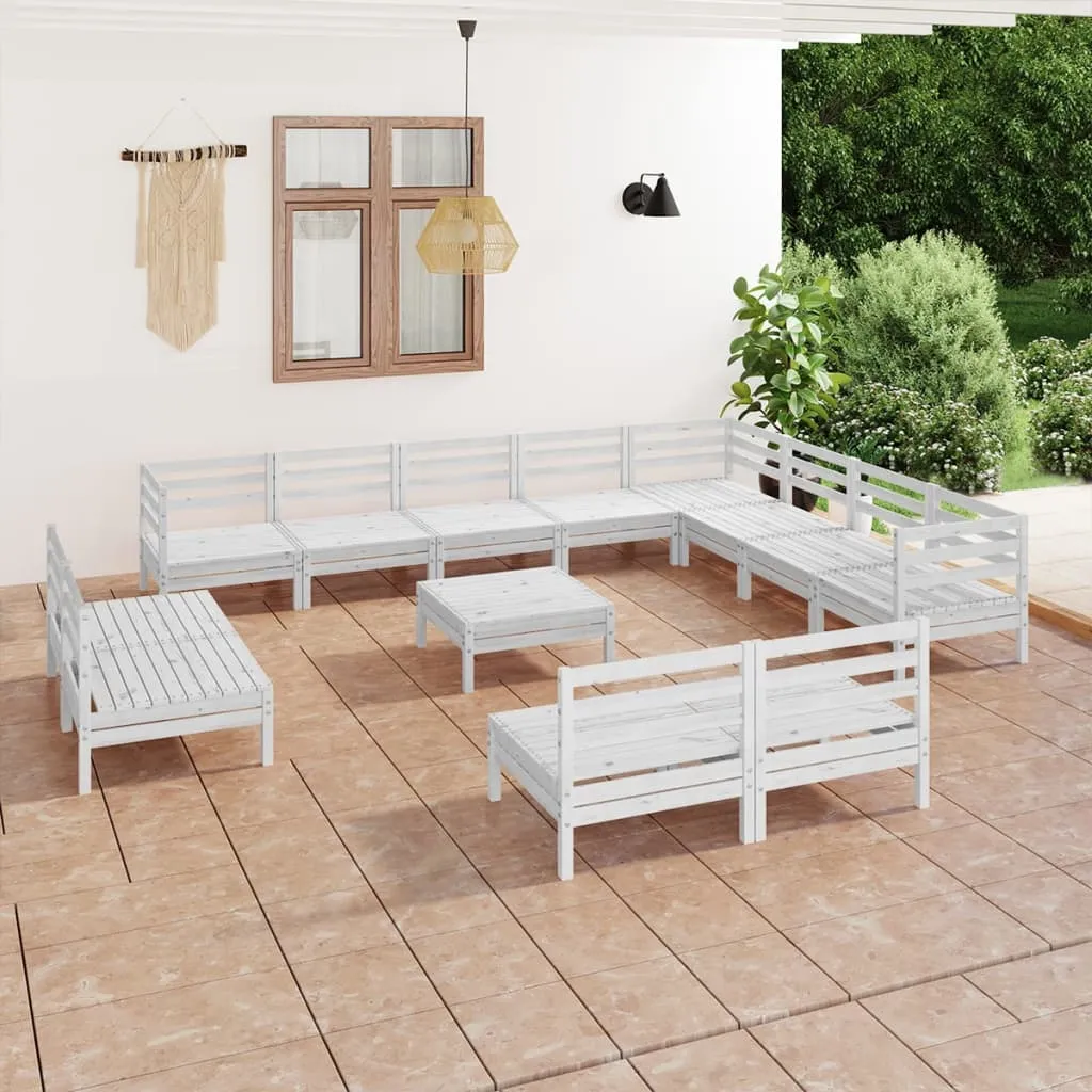 vidaXL Set Salotto da Giardino 13 pz in Legno Massello di Pino Bianco