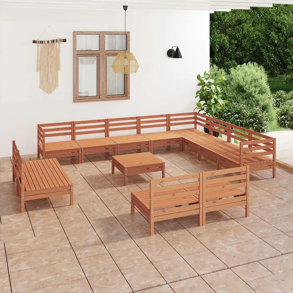 vidaXL Set Salotto da Giardino 13 pz in Legno Massello di Pino Miele