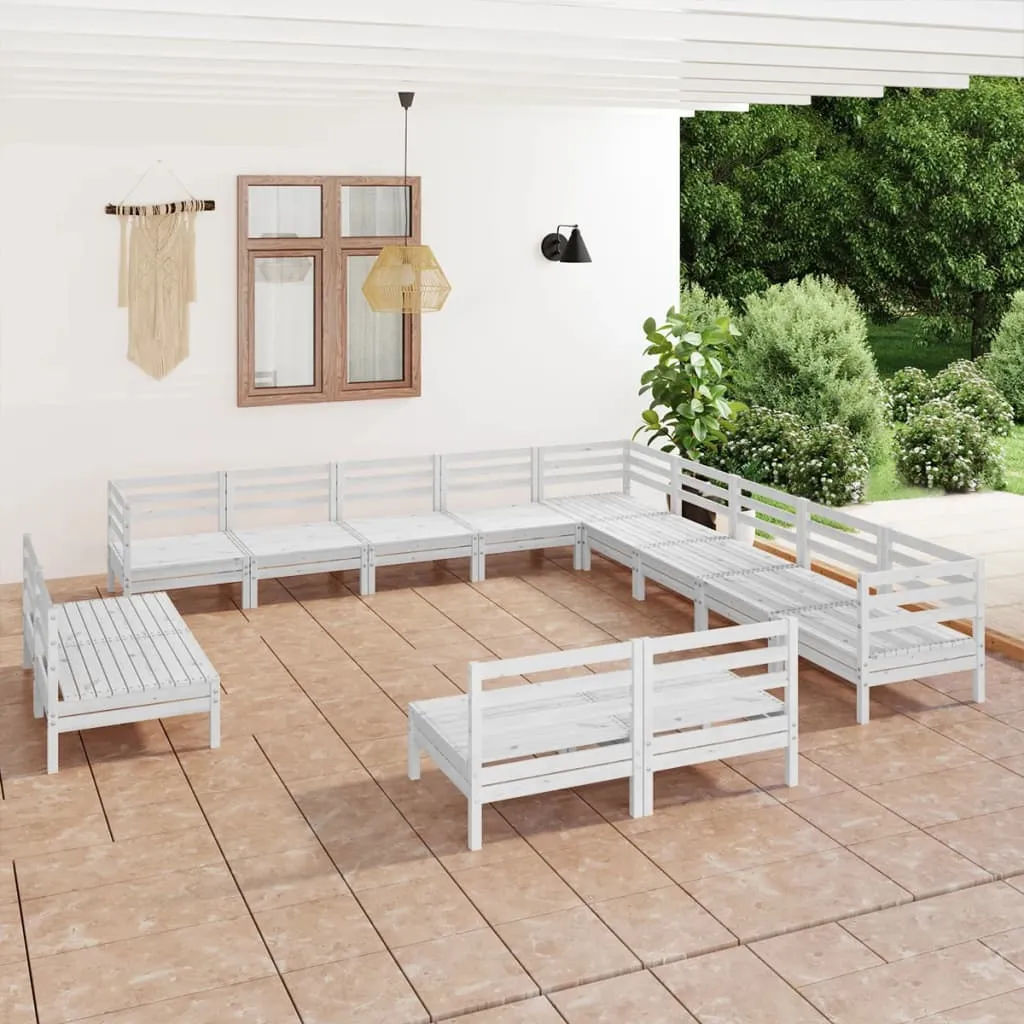 vidaXL Set Salotto da Giardino 13 pz in Legno Massello di Pino Bianco