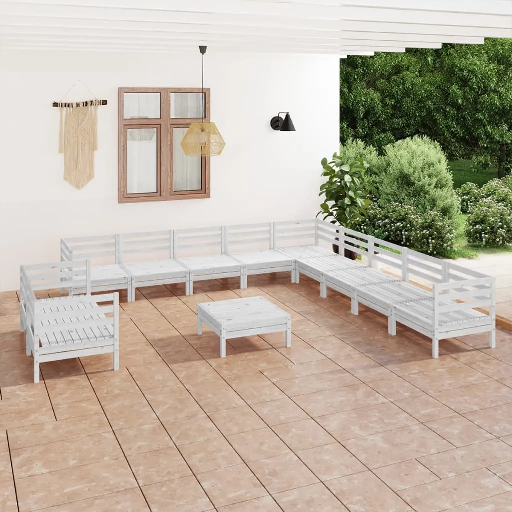 vidaXL Set Salotto da Giardino 12 pz in Legno Massello di Pino Bianco