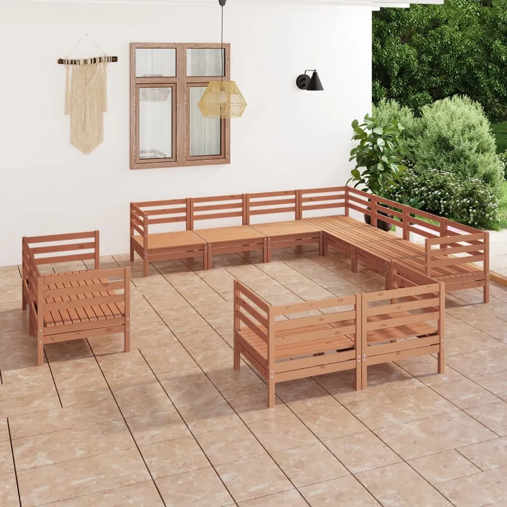 vidaXL Set Salotto da Giardino 11 pz in Legno Massello di Pino Miele