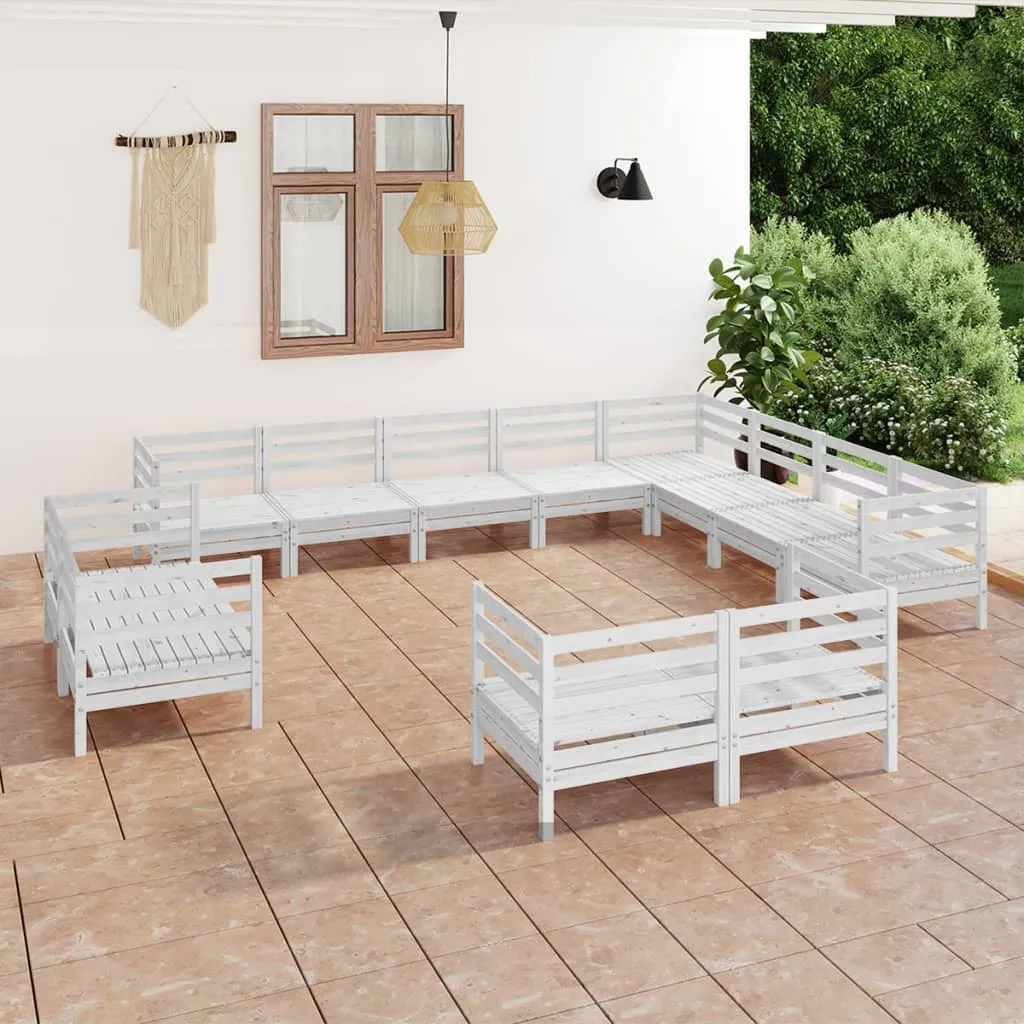 vidaXL Set Salotto da Giardino 12 pz in Legno Massello di Pino Bianco