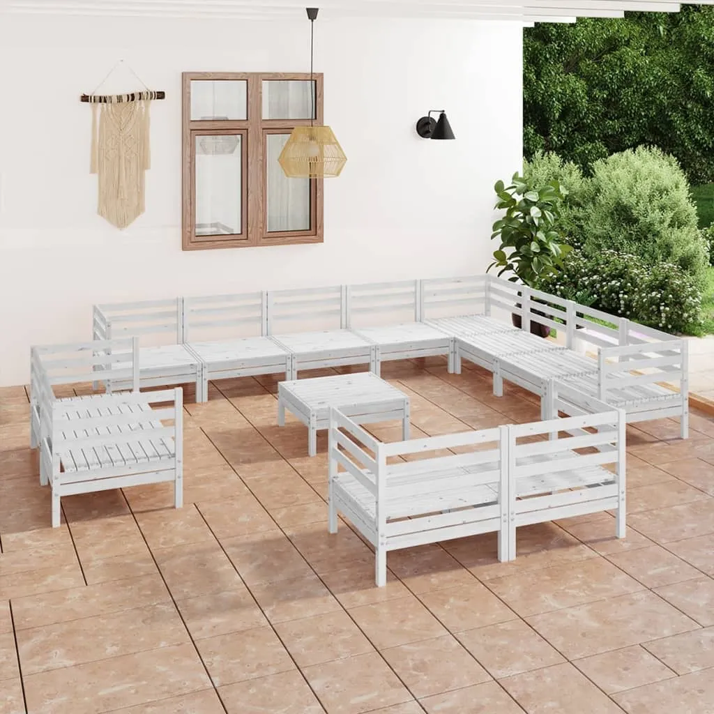 vidaXL Set Salotto da Giardino 13 pz in Legno Massello di Pino Bianco