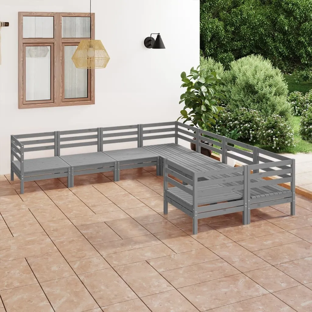 vidaXL Set Salotto da Giardino 8 pz in Legno Massello di Pino Grigio