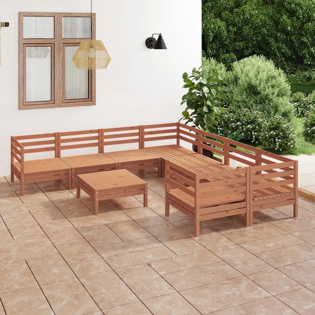 vidaXL Set Salotto da Giardino 9 pz Miele in Legno Massello di Pino