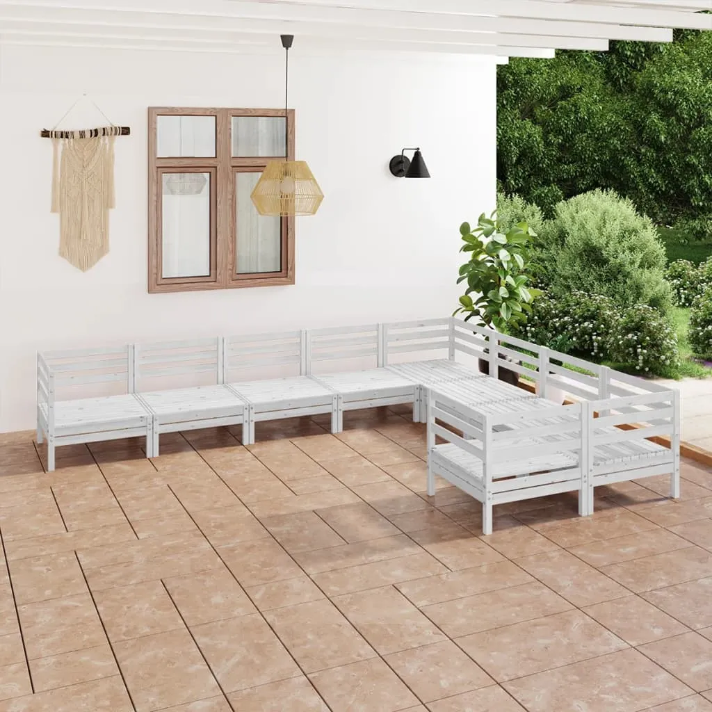 vidaXL Set Salotto da Giardino 9 pz in Legno Massello di Pino Bianco