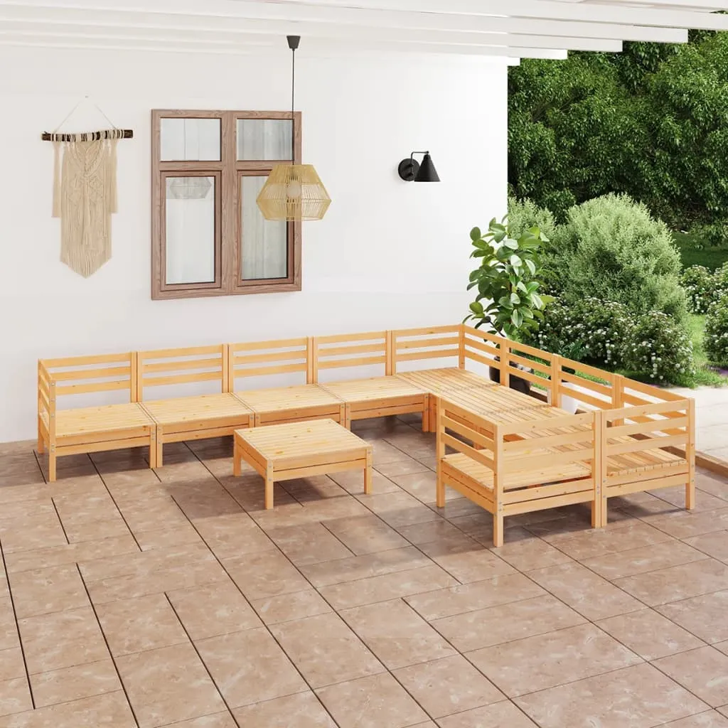 vidaXL Set Salotto da Giardino 10 pz in Legno Massello di Pino