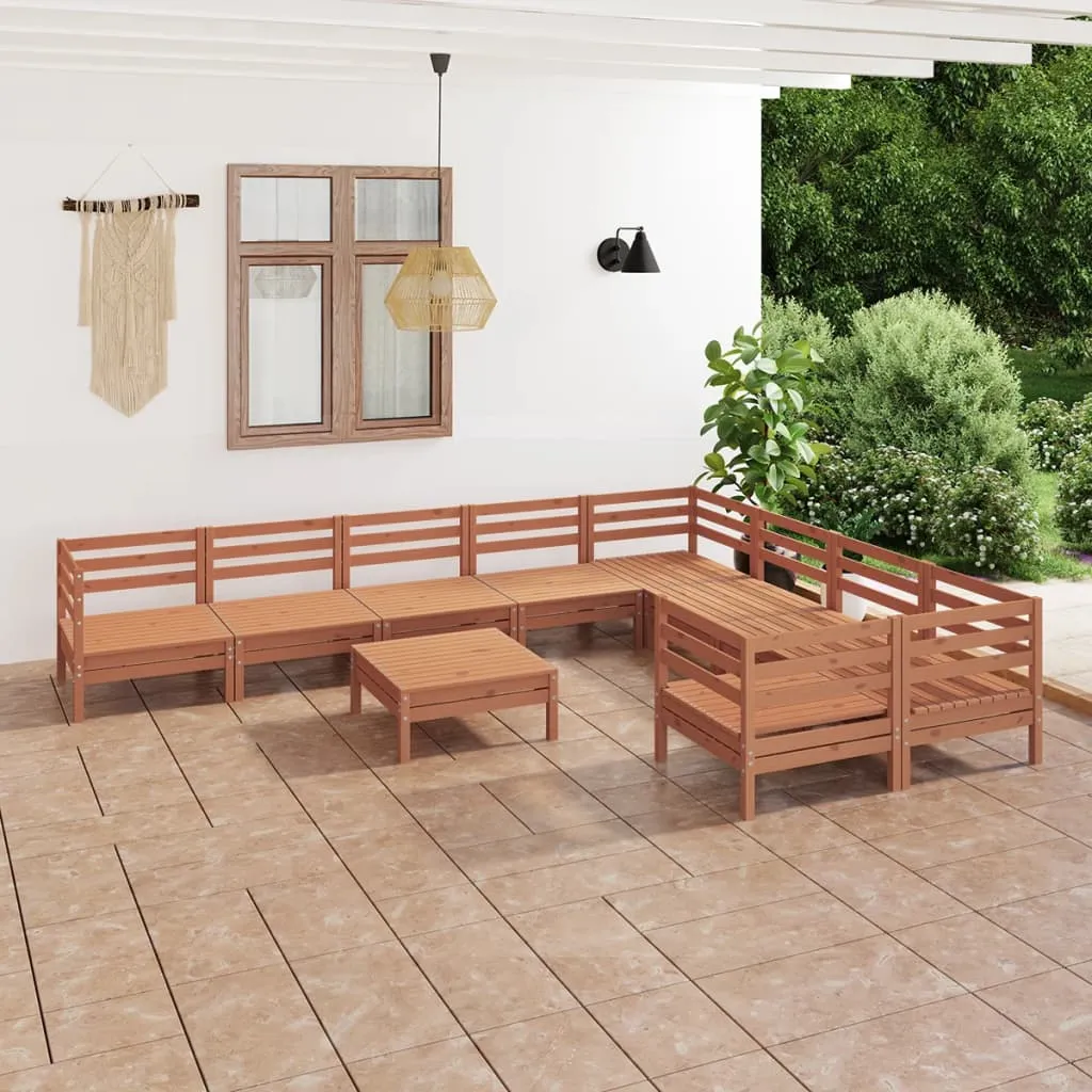 vidaXL Set Salotto da Giardino 10 pz Miele in Legno Massello di Pino