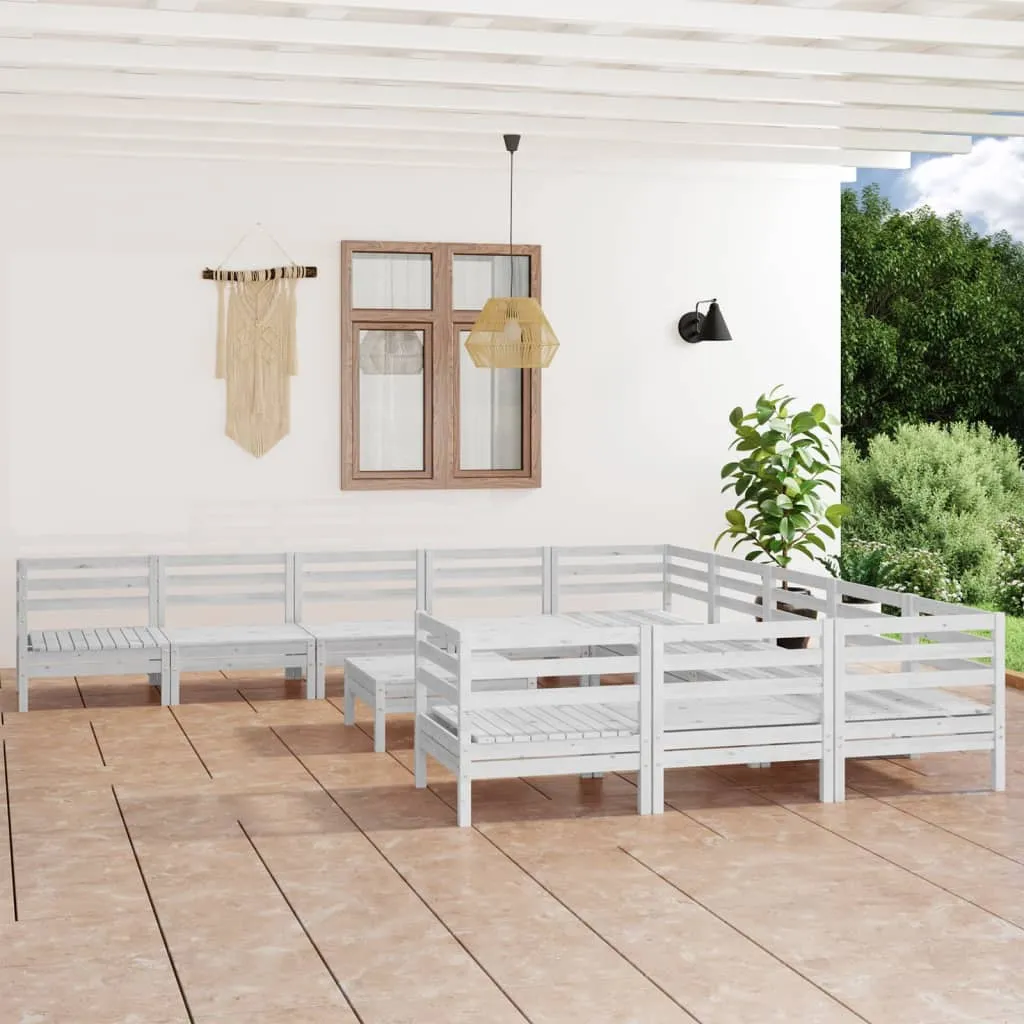 vidaXL Set Salotto da Giardino 12 pz in Legno Massello di Pino Bianco