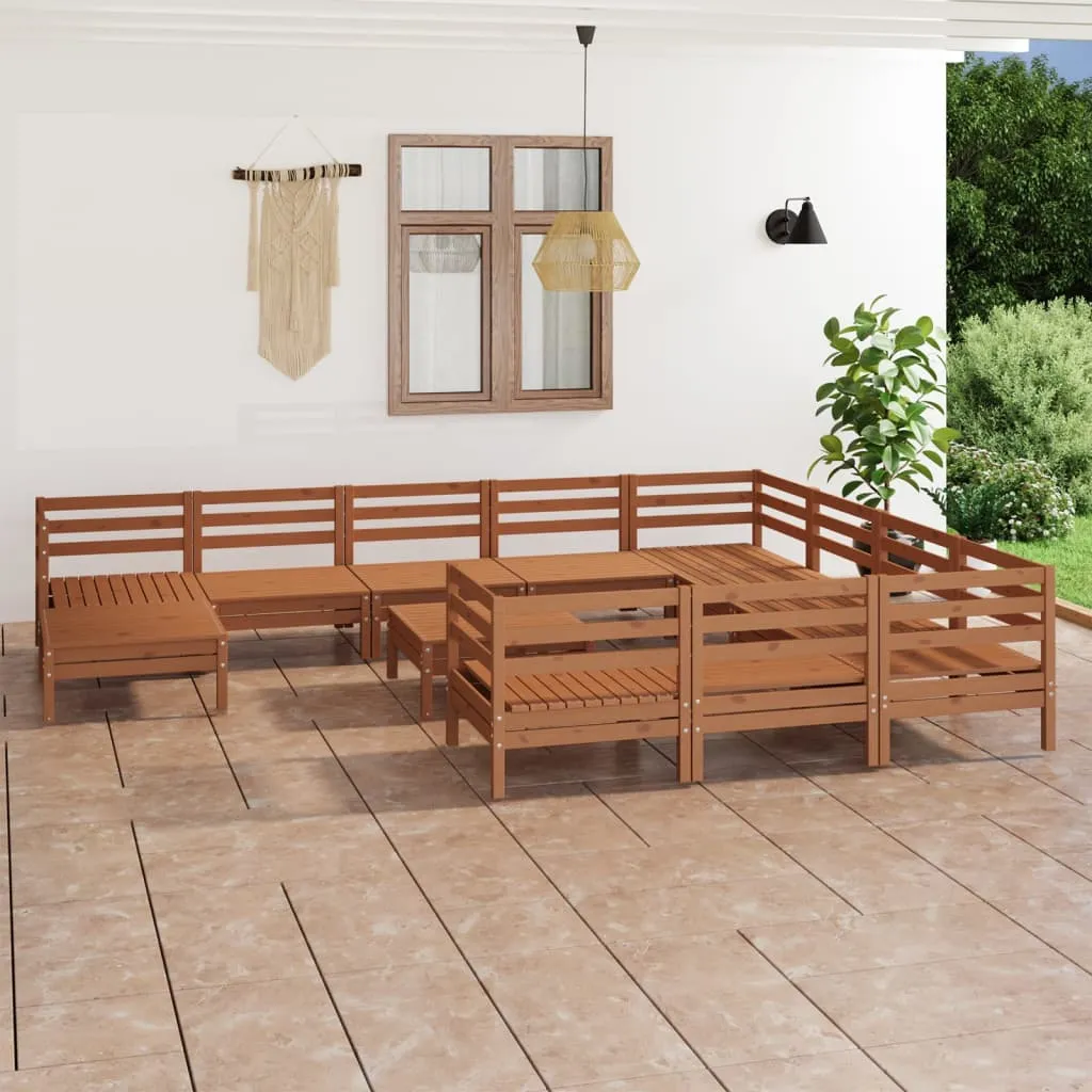 vidaXL Set Salotto da Giardino 12 pz Miele in Legno Massello di Pino