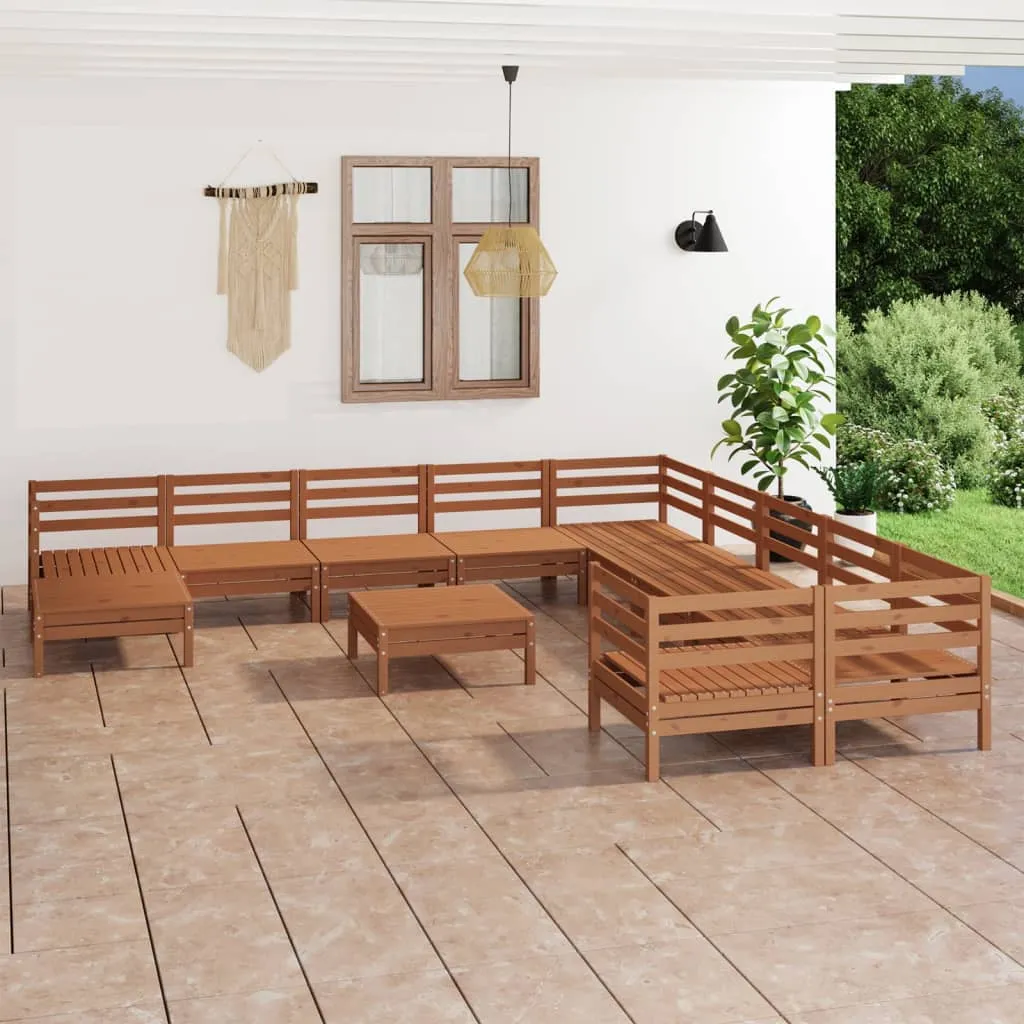 vidaXL Set Salotto da Giardino 12 pz Miele in Legno Massello di Pino