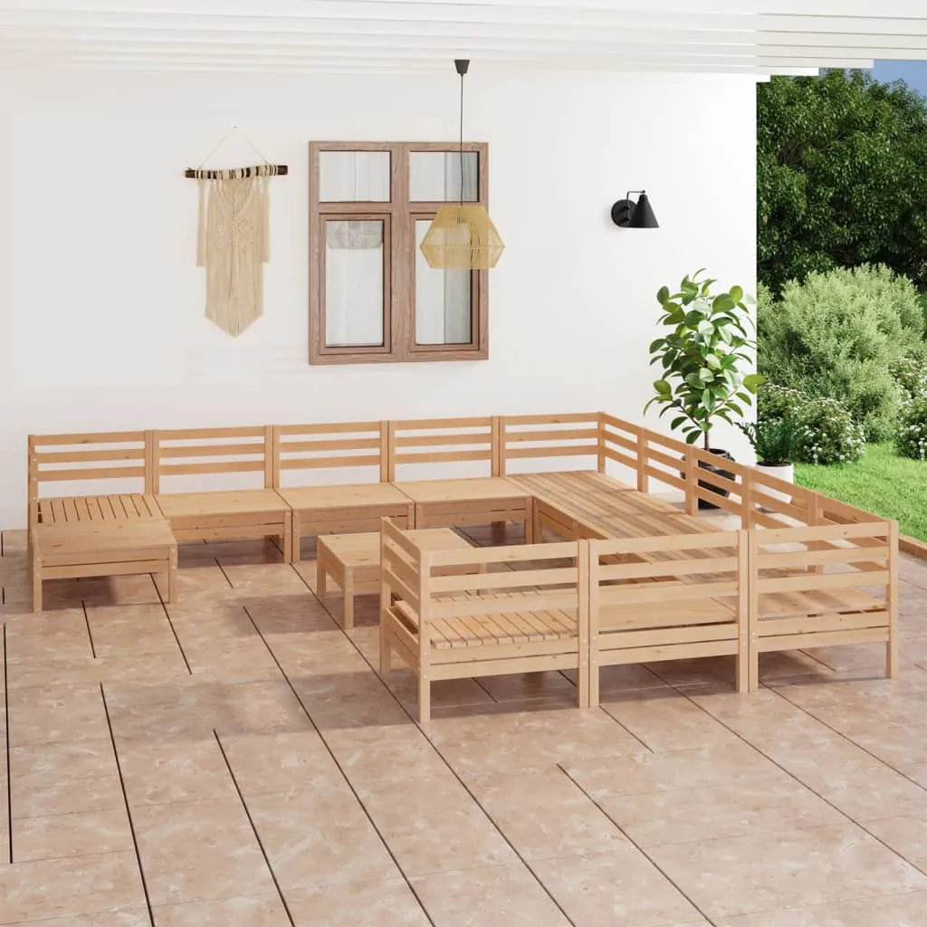 vidaXL Set Salotto da Giardino 13 pz in Legno Massello di Pino