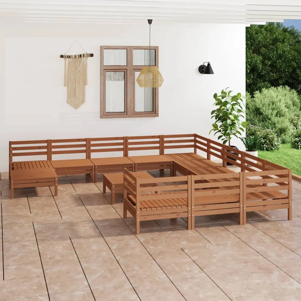 vidaXL Set Salotto da Giardino 13 pz Miele in Legno Massello di Pino