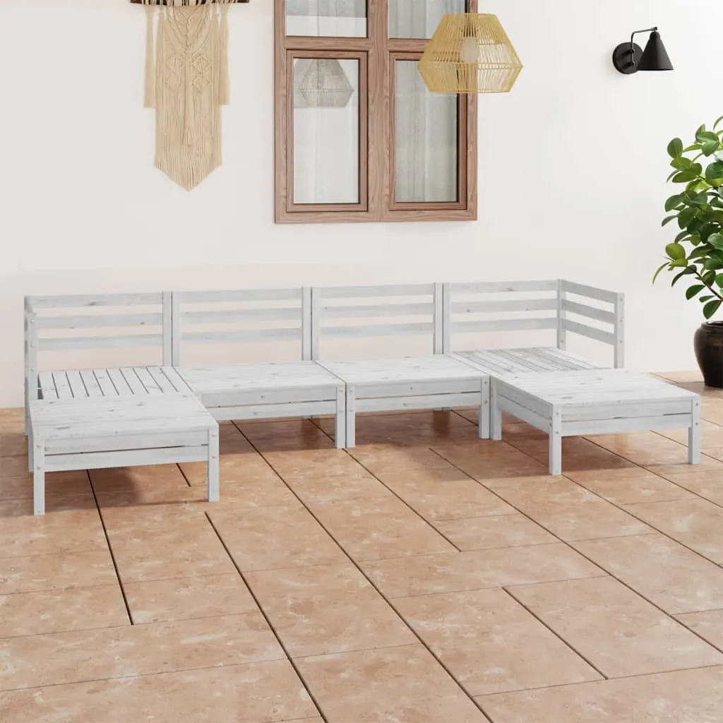 vidaXL Set Salotto da Giardino 6 pz in Legno Massello di Pino Bianco