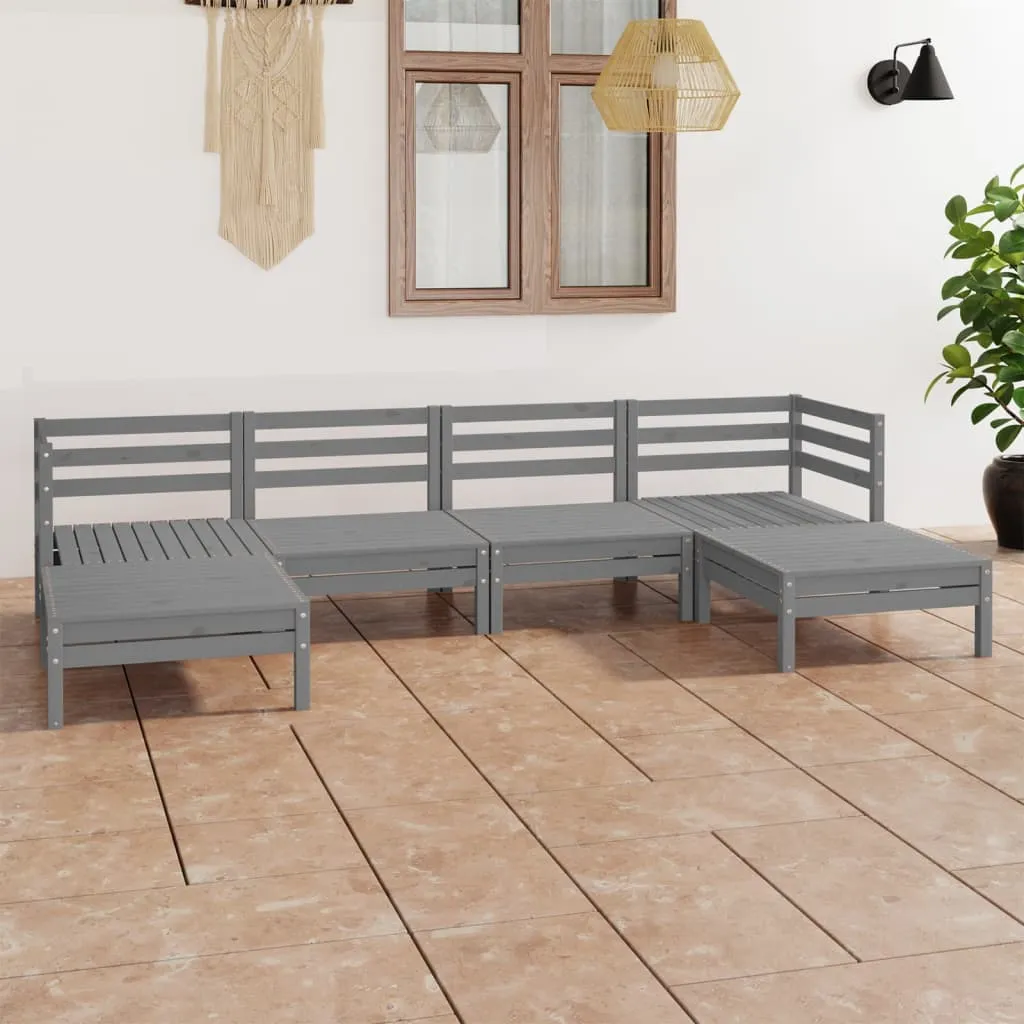 vidaXL Set Salotto da Giardino 6 pz in Legno Massello di Pino Grigio